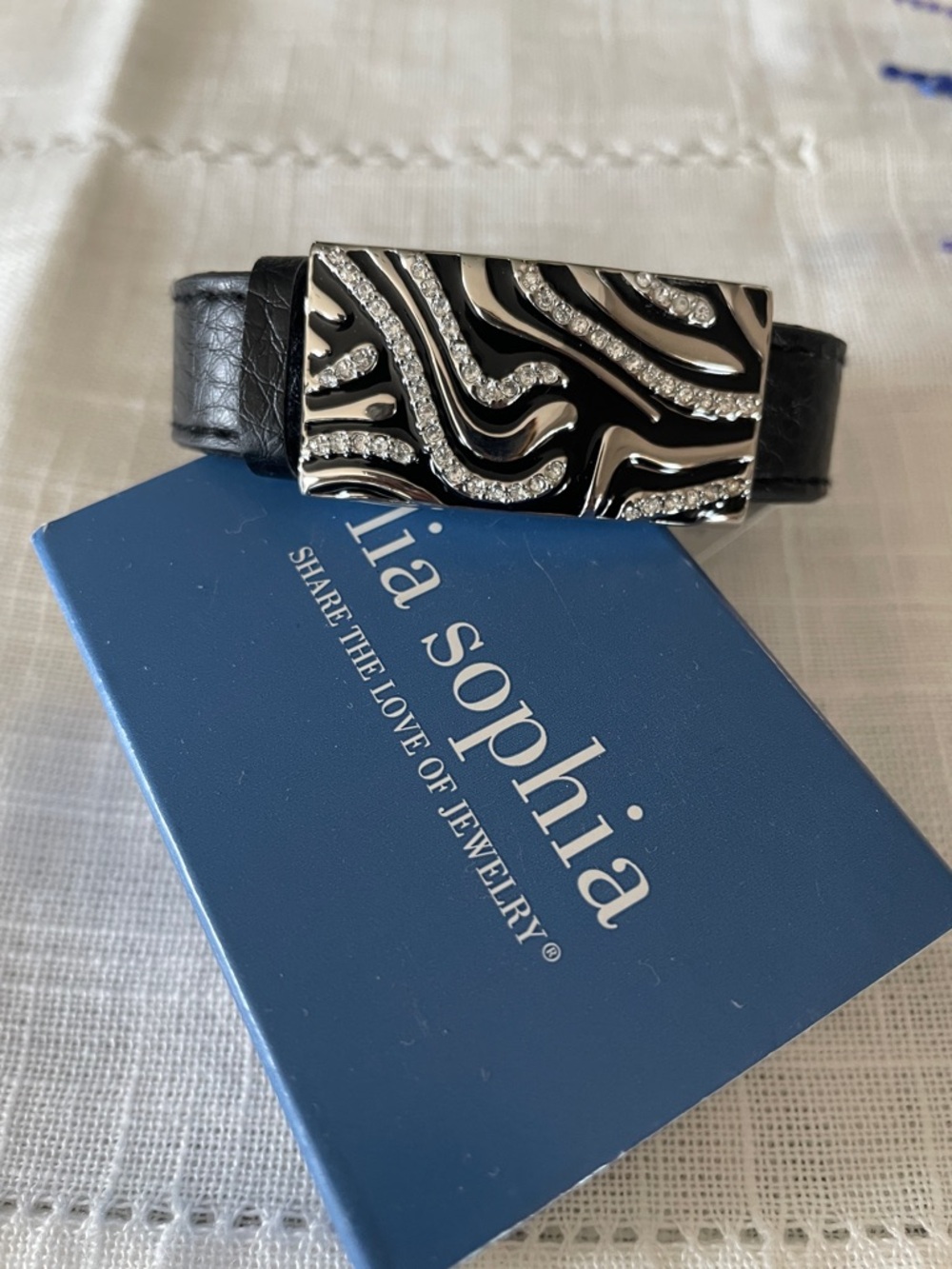 Lia Sophia “Fierce” rhinestone and leather bracelet. NWT